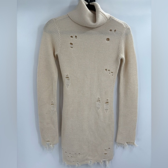 Revolve lovers + friends Keeney wool blend crochet knit distress Dress size xxs - Picture 3 of 15